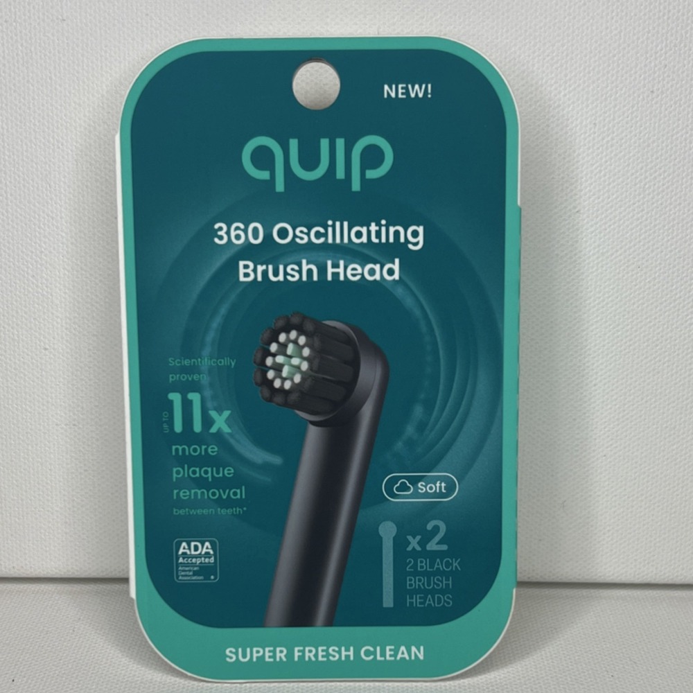 quip 360 Oscillating Replacement Brush Heads Soft Bristles Black 2 Pack